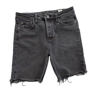 Free People We The Free Black Denim Shorts Women 29 Raw Hem Cutoff High Rise